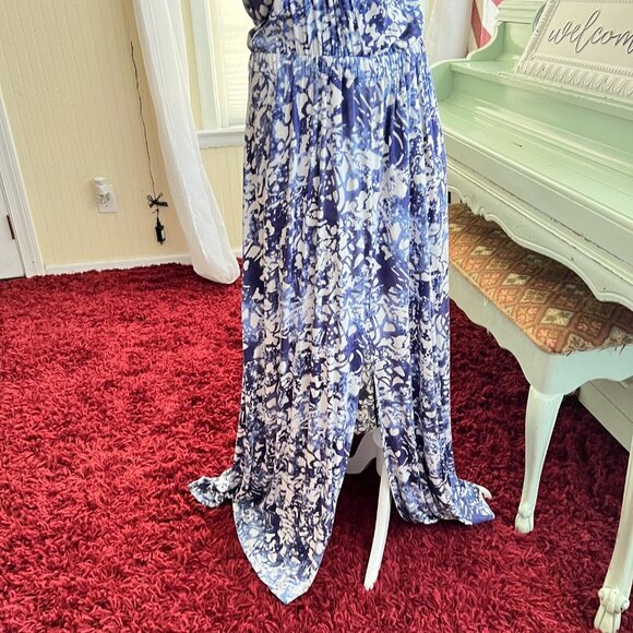 Peter Som Blue tie Dye Batik Print Floral Maxi Dress - Picture 6 of 8